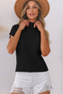 Mock Neck Ribbed Knit Cap Sleeve Sweater Top