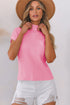 Mock Neck Ribbed Knit Cap Sleeve Sweater Top