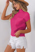 Mock Neck Ribbed Knit Cap Sleeve Sweater Top