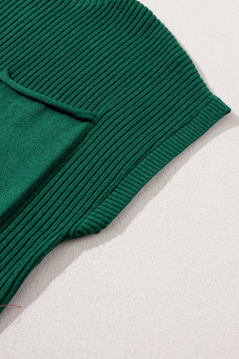 Mock Neck Ribbed Knit Cap Sleeve Sweater Top