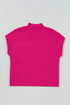 Mock Neck Ribbed Knit Cap Sleeve Sweater Top