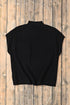 Mock Neck Ribbed Knit Cap Sleeve Sweater Top