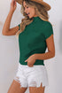 Mock Neck Ribbed Knit Cap Sleeve Sweater Top