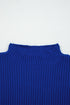 Mock Neck Ribbed Knit Cap Sleeve Sweater Top