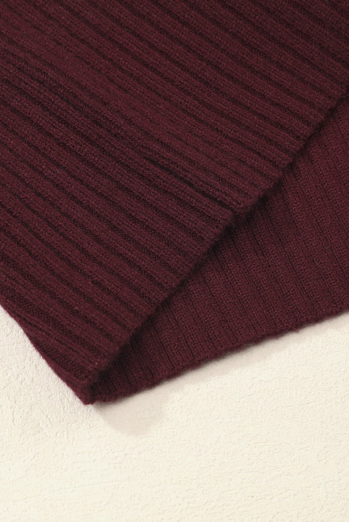 Mock Neck Ribbed Knit Cap Sleeve Sweater Top