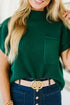 Mock Neck Ribbed Knit Cap Sleeve Sweater Top