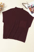 Mock Neck Ribbed Knit Cap Sleeve Sweater Top