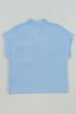 Mock Neck Ribbed Knit Cap Sleeve Sweater Top