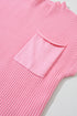 Mock Neck Ribbed Knit Cap Sleeve Sweater Top
