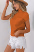 Mock Neck Ribbed Knit Cap Sleeve Sweater Top