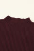 Mock Neck Ribbed Knit Cap Sleeve Sweater Top