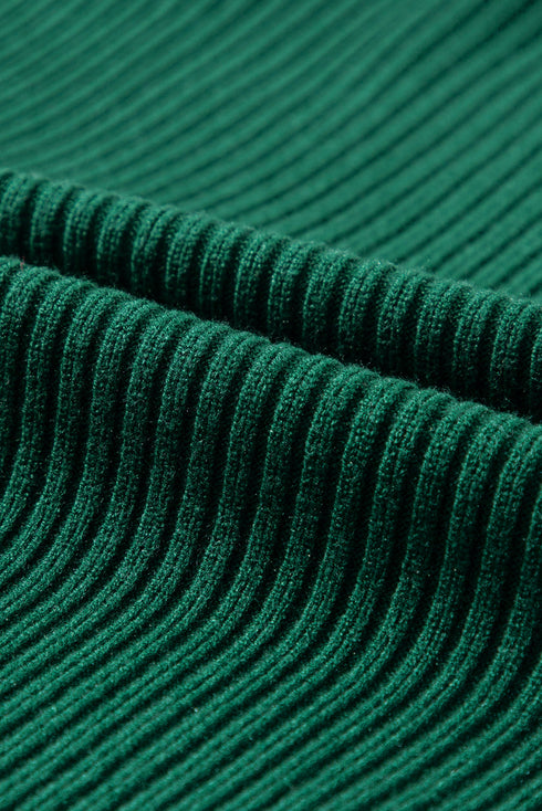 Mock Neck Ribbed Knit Cap Sleeve Sweater Top