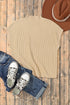 Mock Neck Ribbed Knit Cap Sleeve Sweater Top