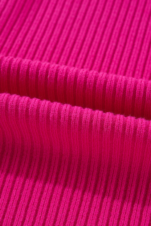 Mock Neck Ribbed Knit Cap Sleeve Sweater Top