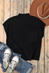 Mock Neck Ribbed Knit Cap Sleeve Sweater Top