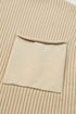 Mock Neck Ribbed Knit Cap Sleeve Sweater Top