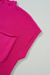Mock Neck Ribbed Knit Cap Sleeve Sweater Top