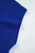 Mock Neck Ribbed Knit Cap Sleeve Sweater Top