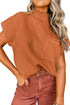 Mock Neck Ribbed Knit Cap Sleeve Sweater Top