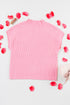 Mock Neck Ribbed Knit Cap Sleeve Sweater Top