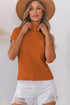 Mock Neck Ribbed Knit Cap Sleeve Sweater Top