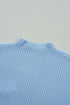 Mock Neck Ribbed Knit Cap Sleeve Sweater Top