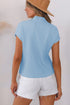 Mock Neck Ribbed Knit Cap Sleeve Sweater Top