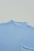 Mock Neck Ribbed Knit Cap Sleeve Sweater Top