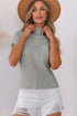 Mock Neck Ribbed Knit Cap Sleeve Sweater Top