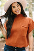 Mock Neck Ribbed Knit Cap Sleeve Sweater Top