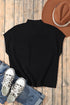 Mock Neck Ribbed Knit Cap Sleeve Sweater Top