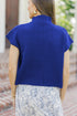 Mock Neck Ribbed Knit Cap Sleeve Sweater Top