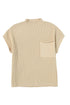 Mock Neck Ribbed Knit Cap Sleeve Sweater Top