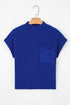 Mock Neck Ribbed Knit Cap Sleeve Sweater Top