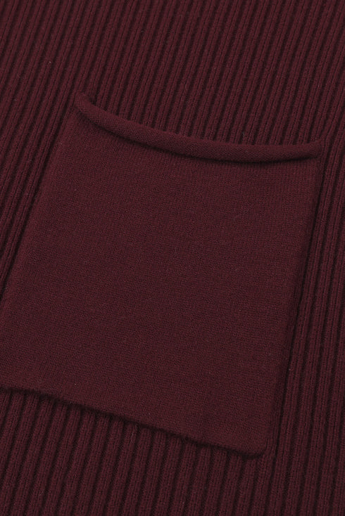 Mock Neck Ribbed Knit Cap Sleeve Sweater Top