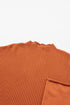 Mock Neck Ribbed Knit Cap Sleeve Sweater Top