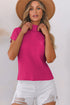 Mock Neck Ribbed Knit Cap Sleeve Sweater Top