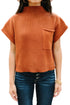 Mock Neck Ribbed Knit Cap Sleeve Sweater Top