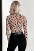 Mock Neck Sheer Mesh Leopard Long Sleeve Bodysuits