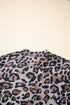 Mock Neck Sheer Mesh Leopard Print Long Sleeve Top