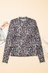 Mock Neck Sheer Mesh Leopard Print Long Sleeve Top