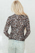 Mock Neck Sheer Mesh Leopard Print Long Sleeve Top