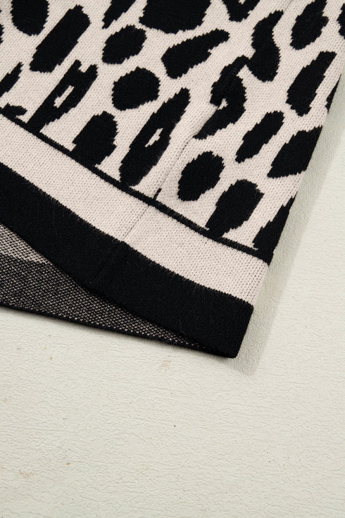 Mock Neck Sleeveless Animal Print Knit Sweater Top