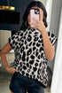 Mock Neck Sleeveless Animal Print Knit Sweater Top