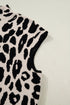 Mock Neck Sleeveless Animal Print Knit Sweater Top