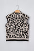 Mock Neck Sleeveless Animal Print Knit Sweater Top