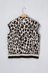 Mock Neck Sleeveless Animal Print Knit Sweater Top