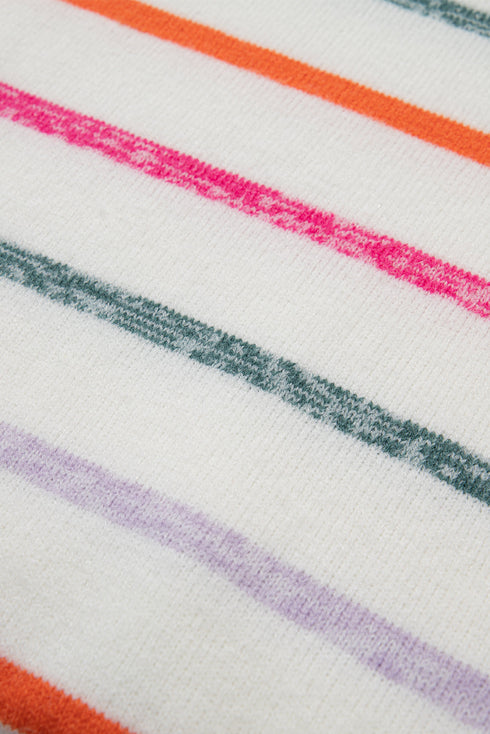 Mock Neck Stitch Detail Striped Knit Sweater