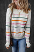 Mock Neck Stitch Detail Striped Knit Sweater