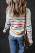 Mock Neck Stitch Detail Striped Knit Sweater